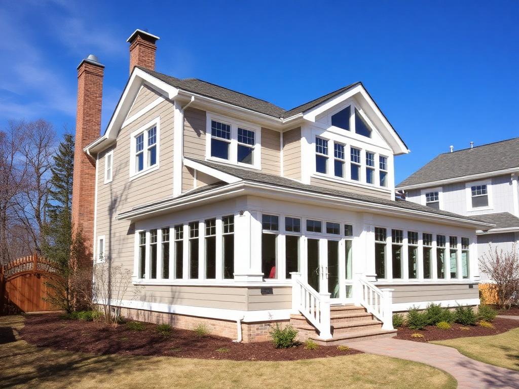 Craftsman home with a newly built sunroom and second-story addition